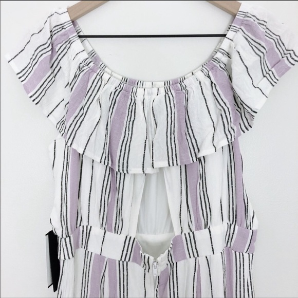 SOLD Jodi Kristopher Striped Off Shoulder Jumpsuit - Picture 8 of 8